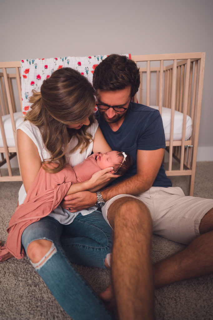 In home lifestyle session with Zionsville newborn photographer Mackenzie Thada