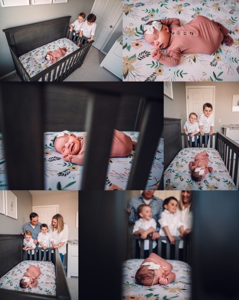 newborn baby at home with parents and big brothers
